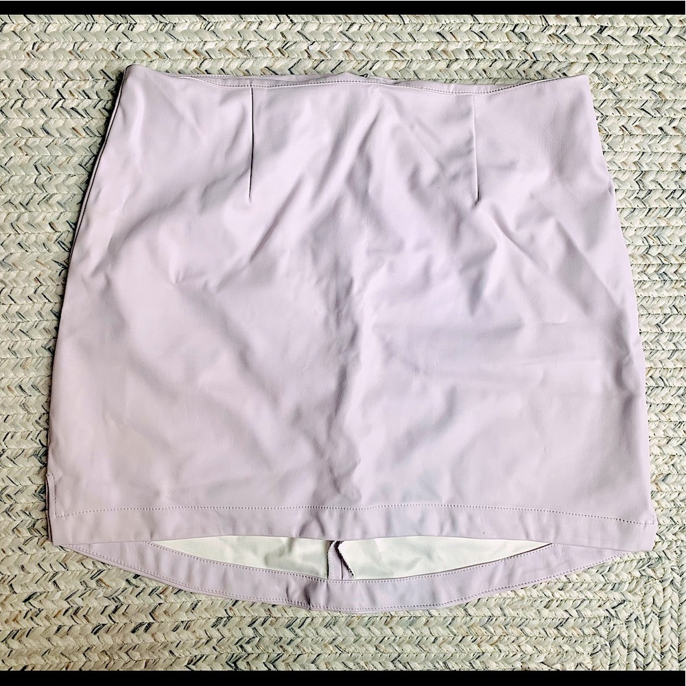 BCBG Generation Faux Leather Lilac Mini Skirt, Sz8
